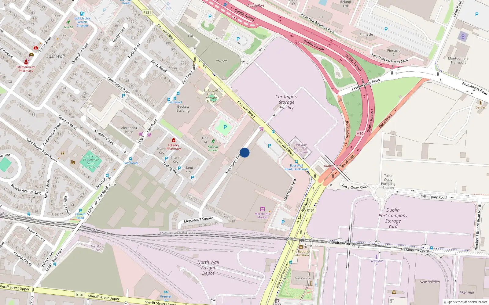 Overhead map showing the location of 79 Merchant's Road, Dublin 3