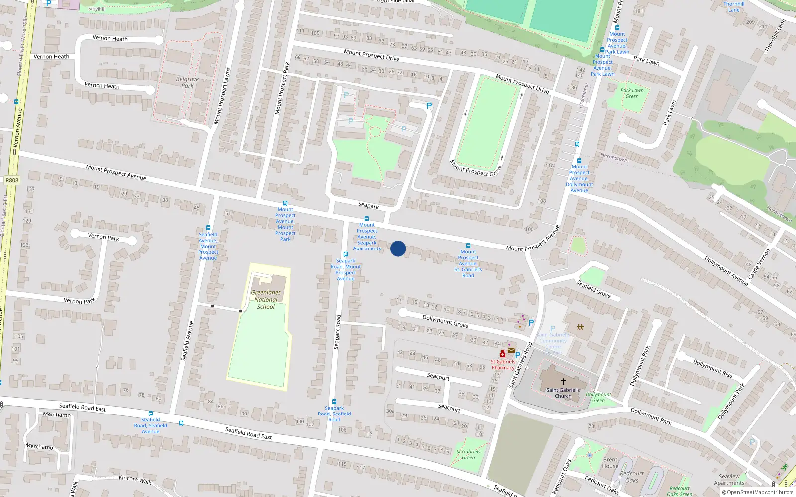 Overhead map showing the location of 79 Mount Prospect Avenue, Dublin 3