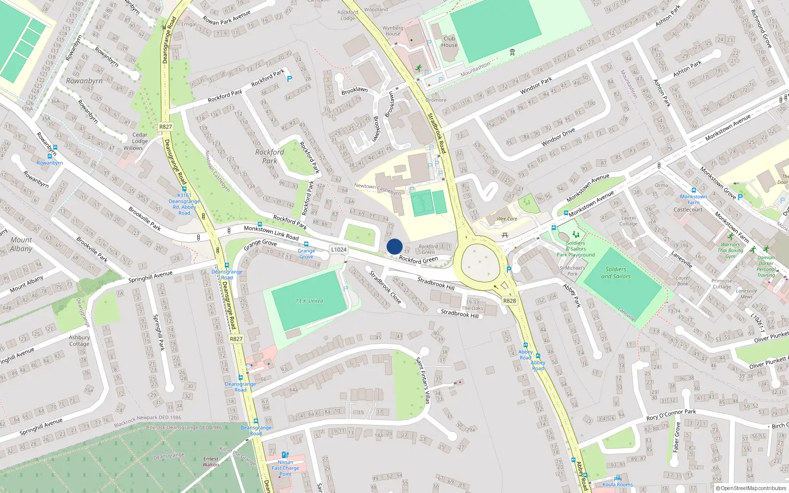Overhead map showing the location of 79 Rockford Park, Blackrock