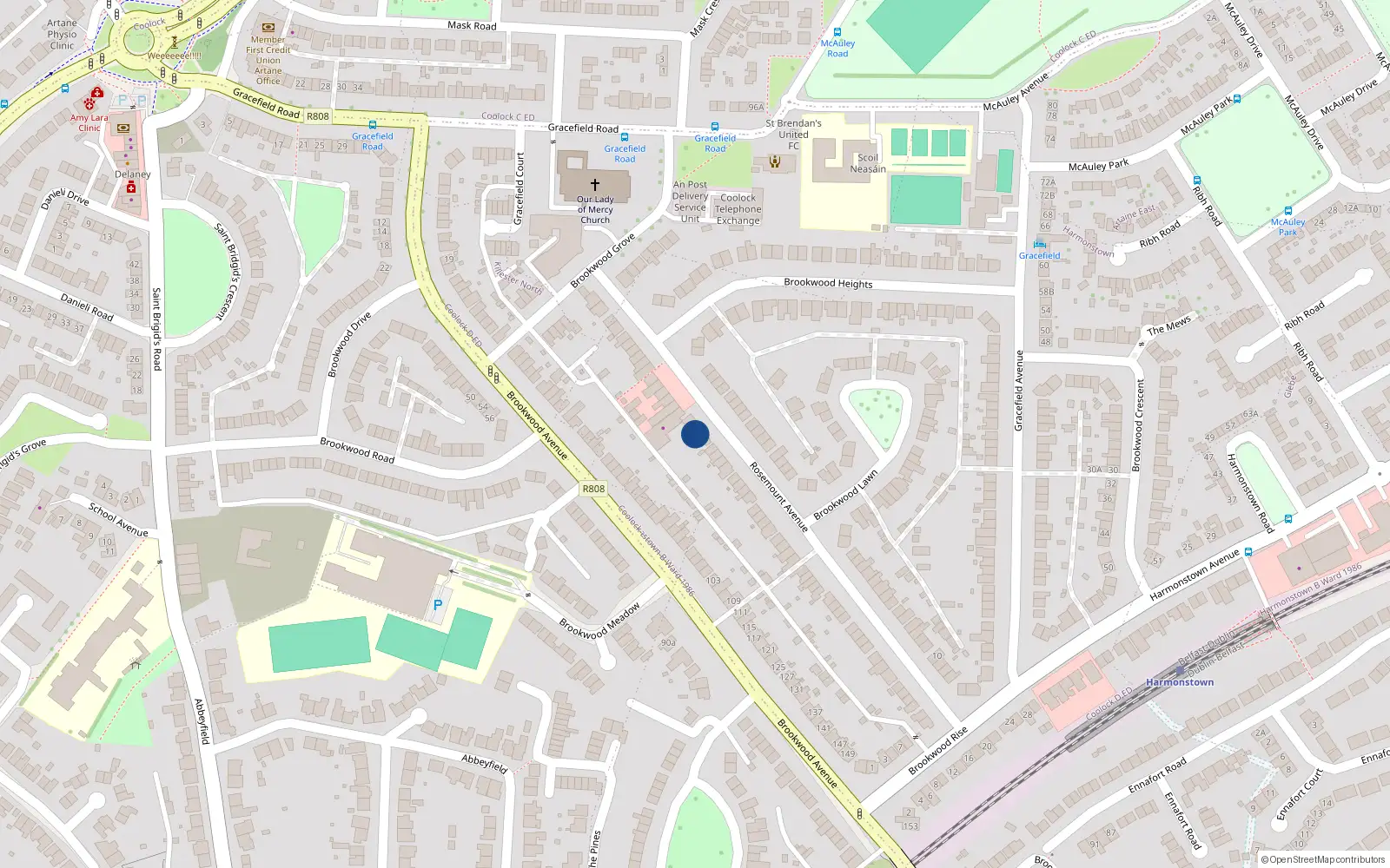 Overhead map showing the location of 79 Rosemount Avenue, Artane, Dublin 5