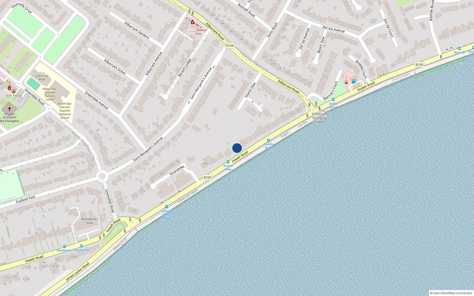 Overhead map showing the location of 798 Howth Road, Dublin 5