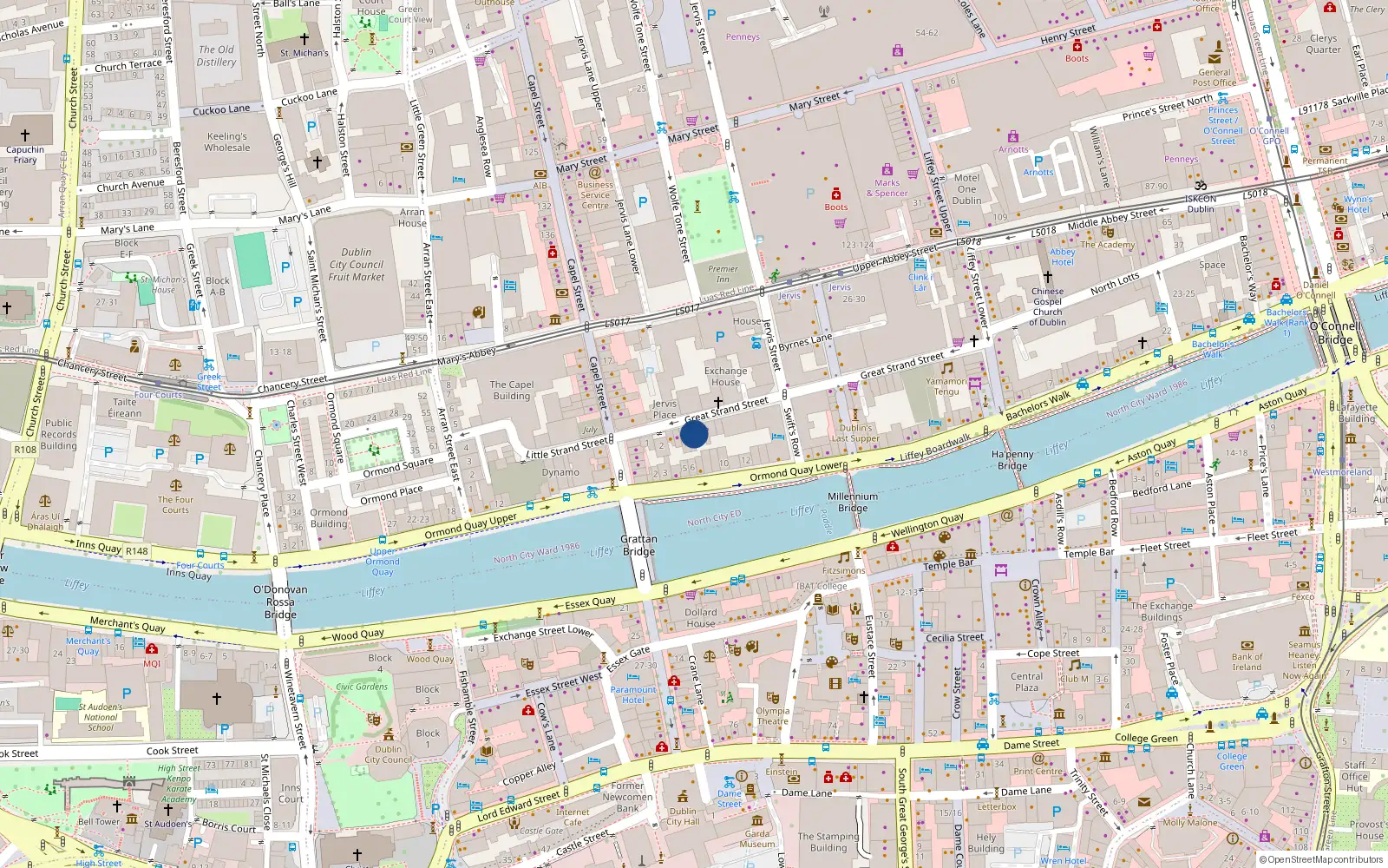 Overhead map showing the location of 7 Strand Street Great, Dublin 1