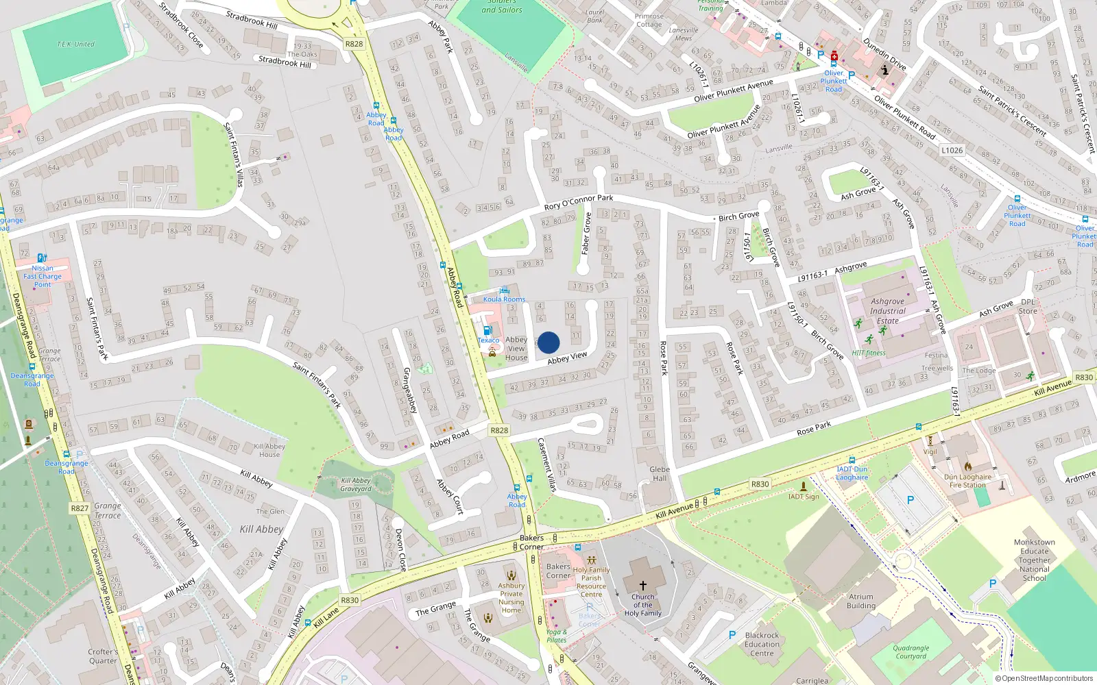 Overhead map showing the location of 8 Abbey View Estate, Abbey Road, Dun Laoghaire