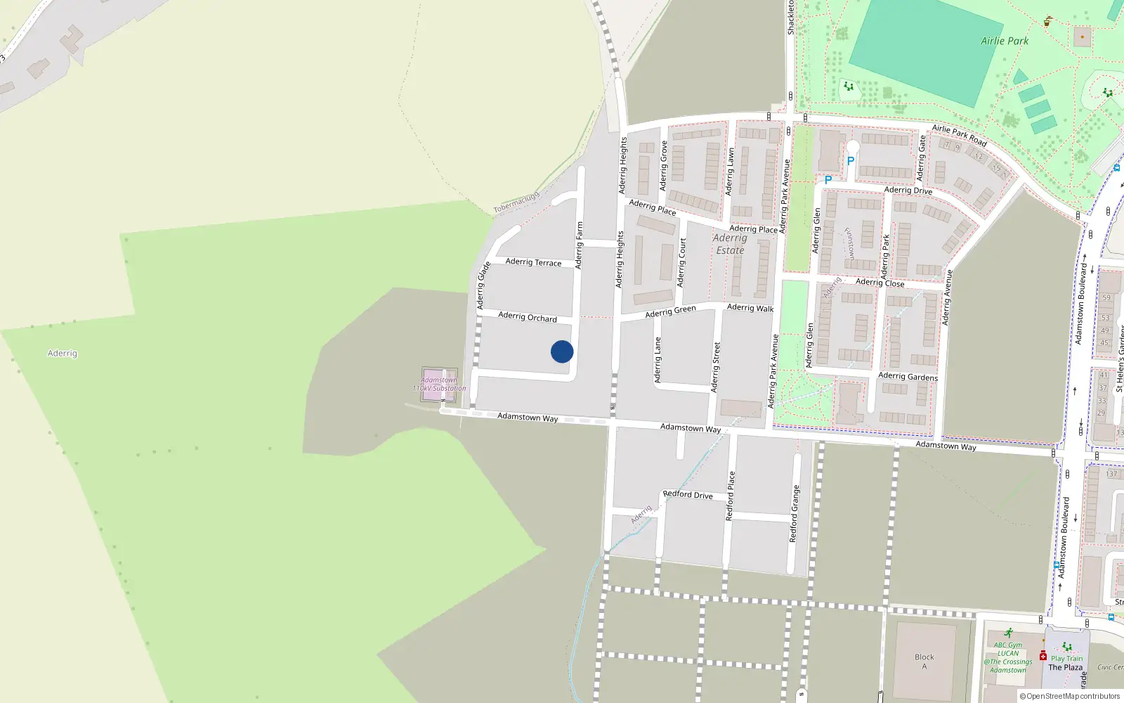 Overhead map showing the location of 8 Aderrig Farm, Lucan