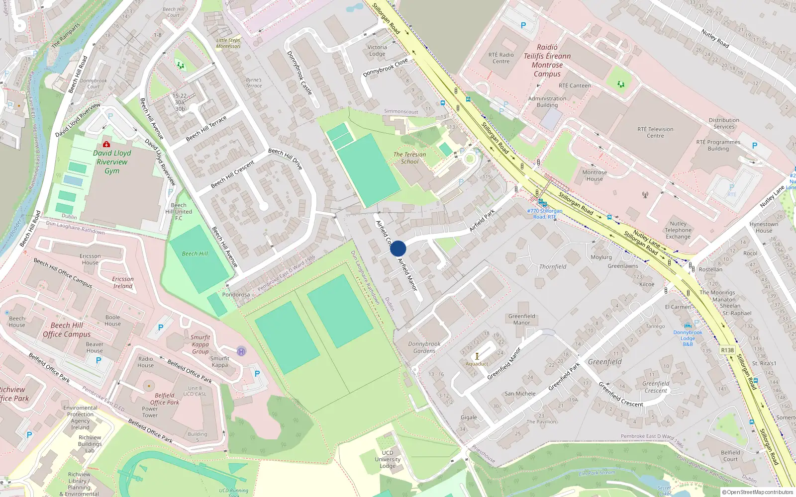 Overhead map showing the location of 8 Airfield Court, Priesthouse