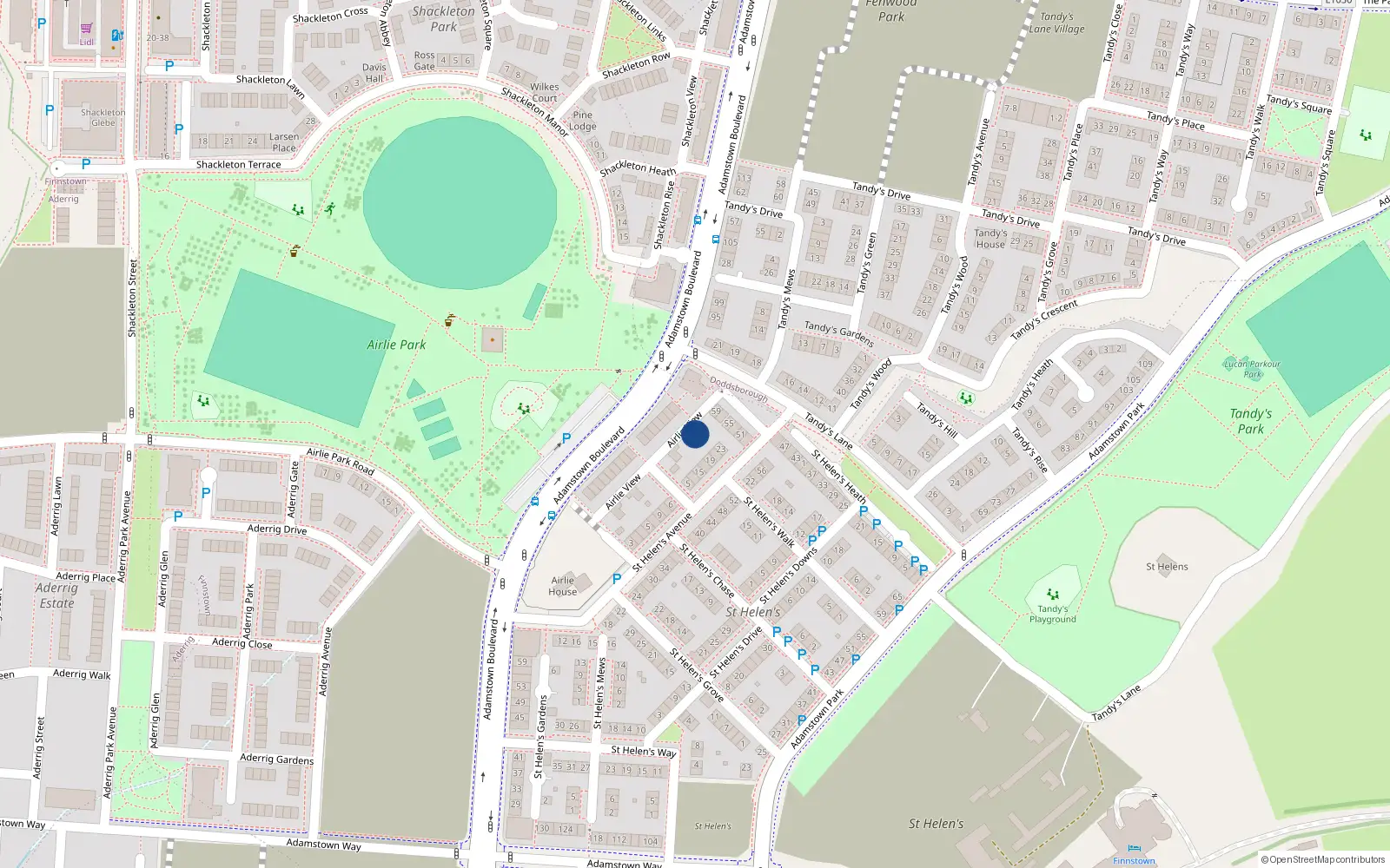Overhead map showing the location of 8 Airlie View, Lucan