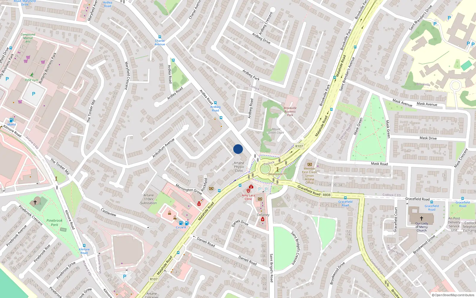 Overhead map showing the location of 8 Ardlea Road, Dublin 5