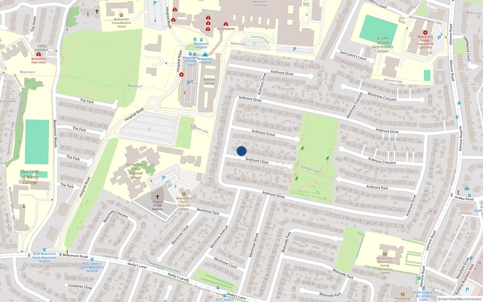 Overhead map showing the location of 8 Ardmore Close, Artane, Dublin 5