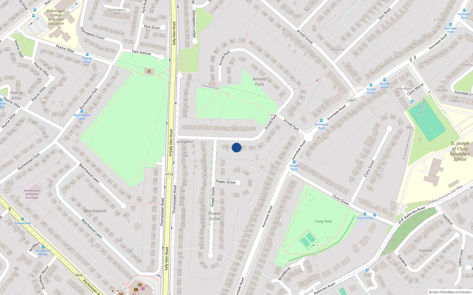 Overhead map showing the location of 8 Arnold Park, Dublin