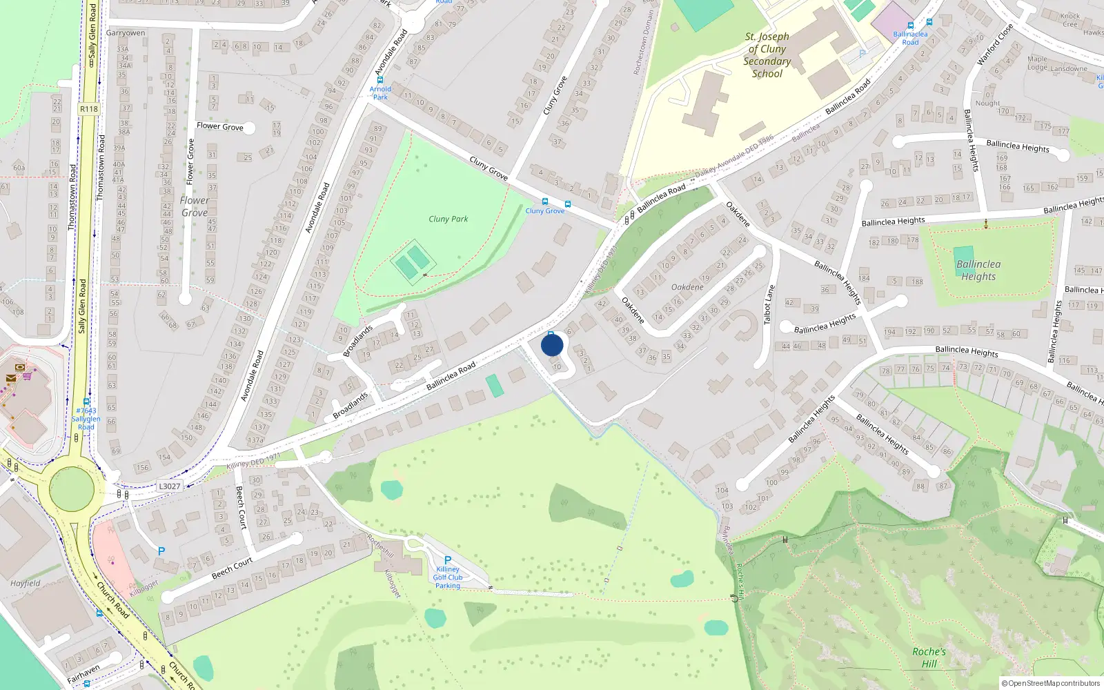 Overhead map showing the location of 8 Ballinclea Wood, Ballinclea Road, Killiney