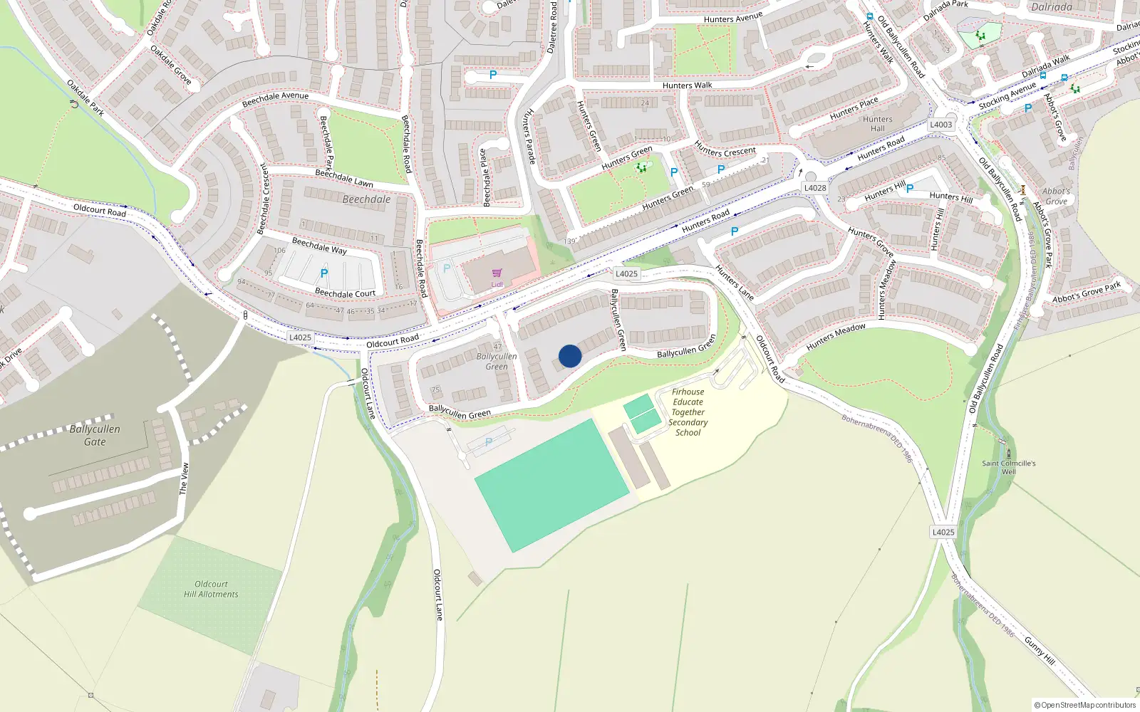 Overhead map showing the location of 8 Ballycullen Green, Dublin 24