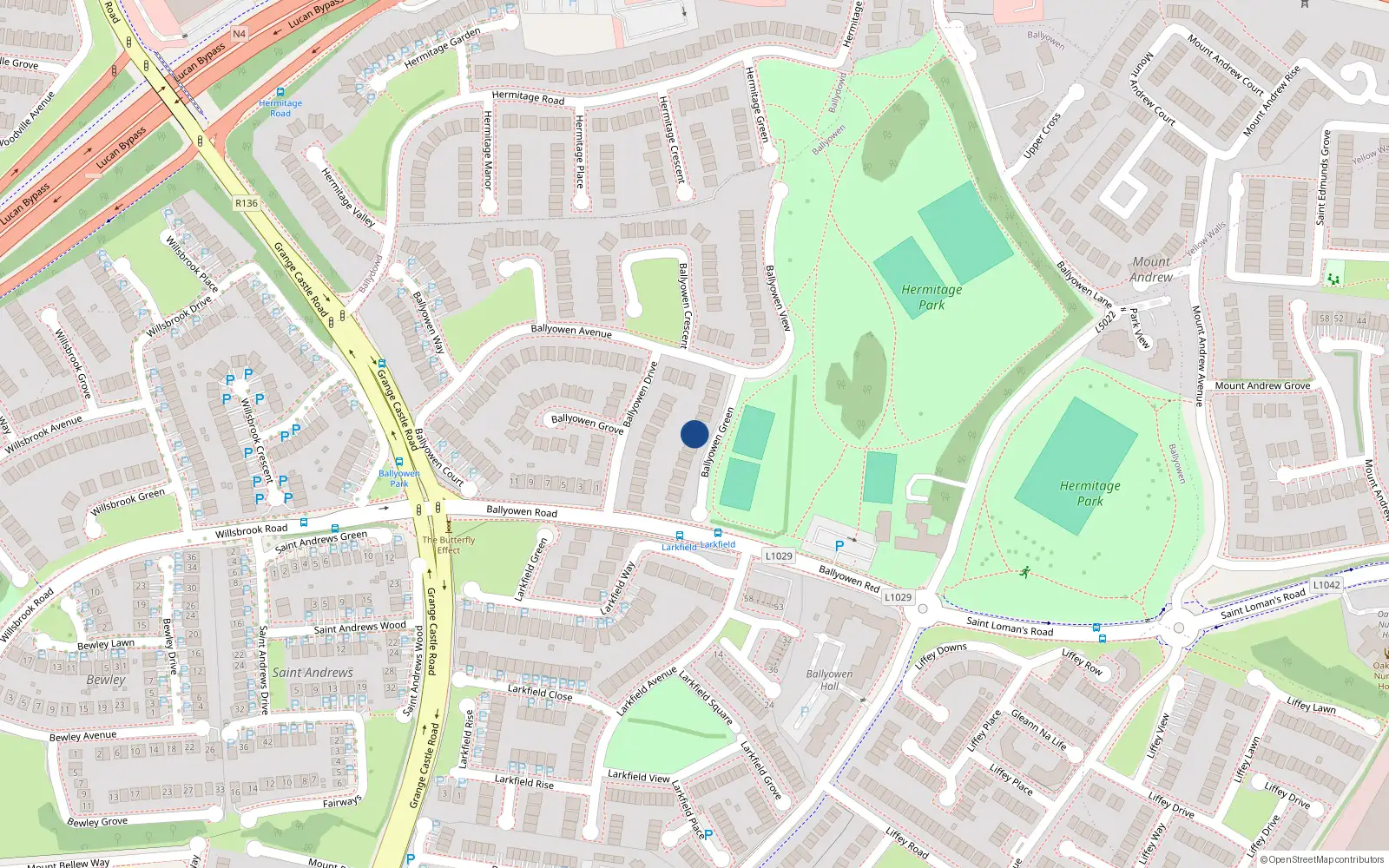 Overhead map showing the location of 8 Ballyowen Green, Lucan