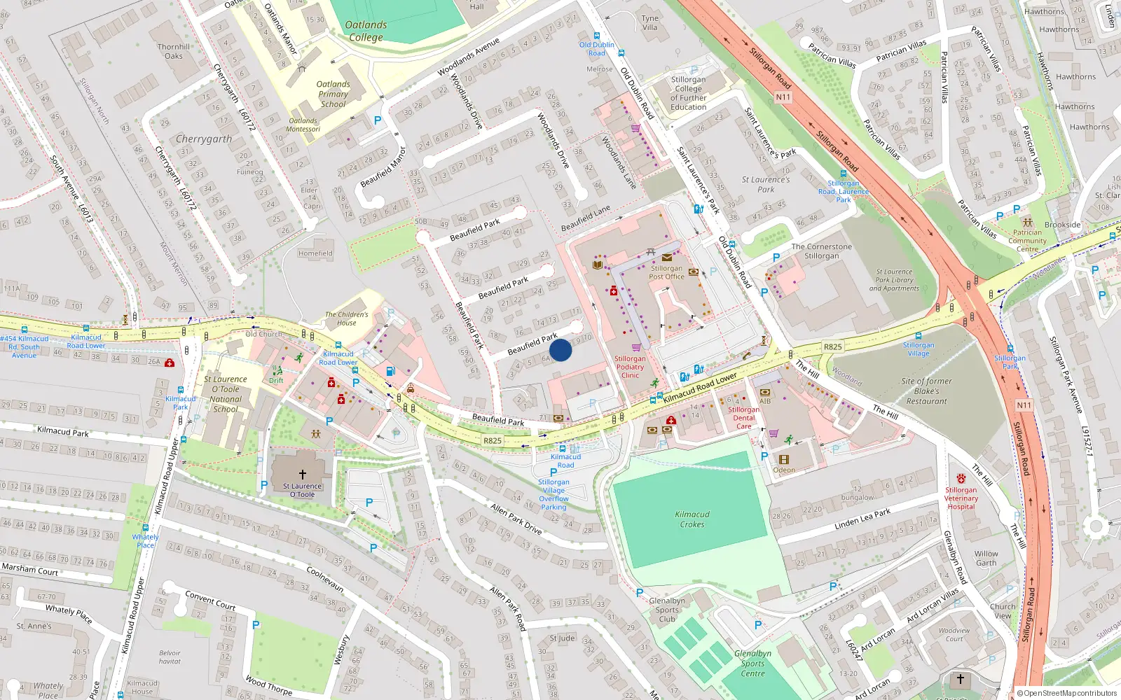 Overhead map showing the location of 8 Beaufield Park, Dublin