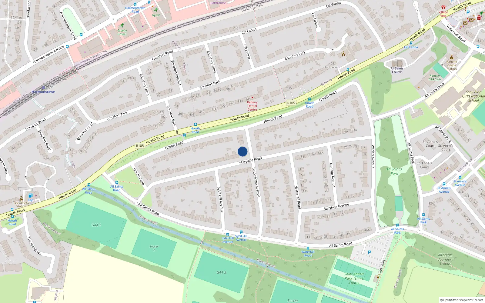 Overhead map showing the location of 8 Bettystown Avenue, Dublin 5