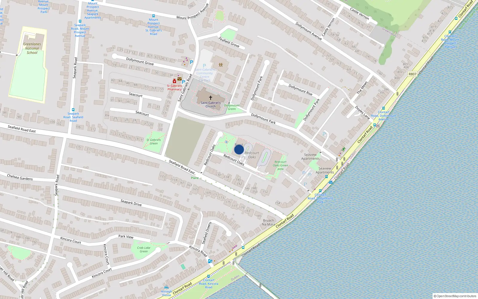 Overhead map showing the location of 8 Brent House, Seafield Road East, Dublin 3