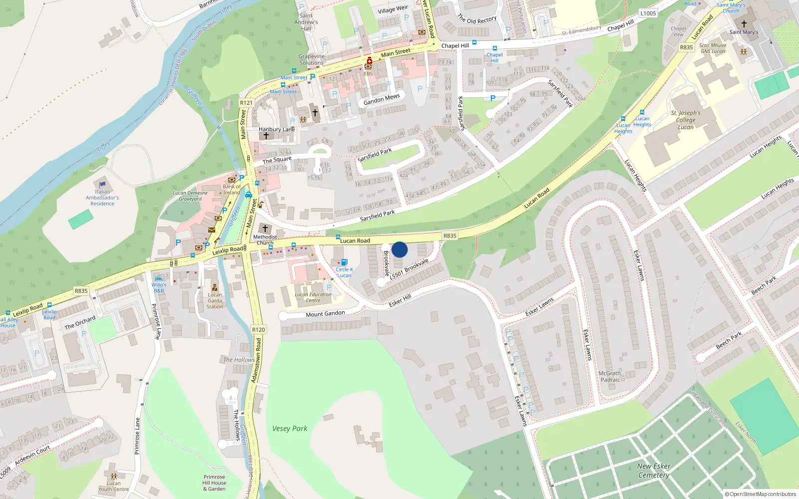 Overhead map showing the location of 8 Brookvale, Lucan