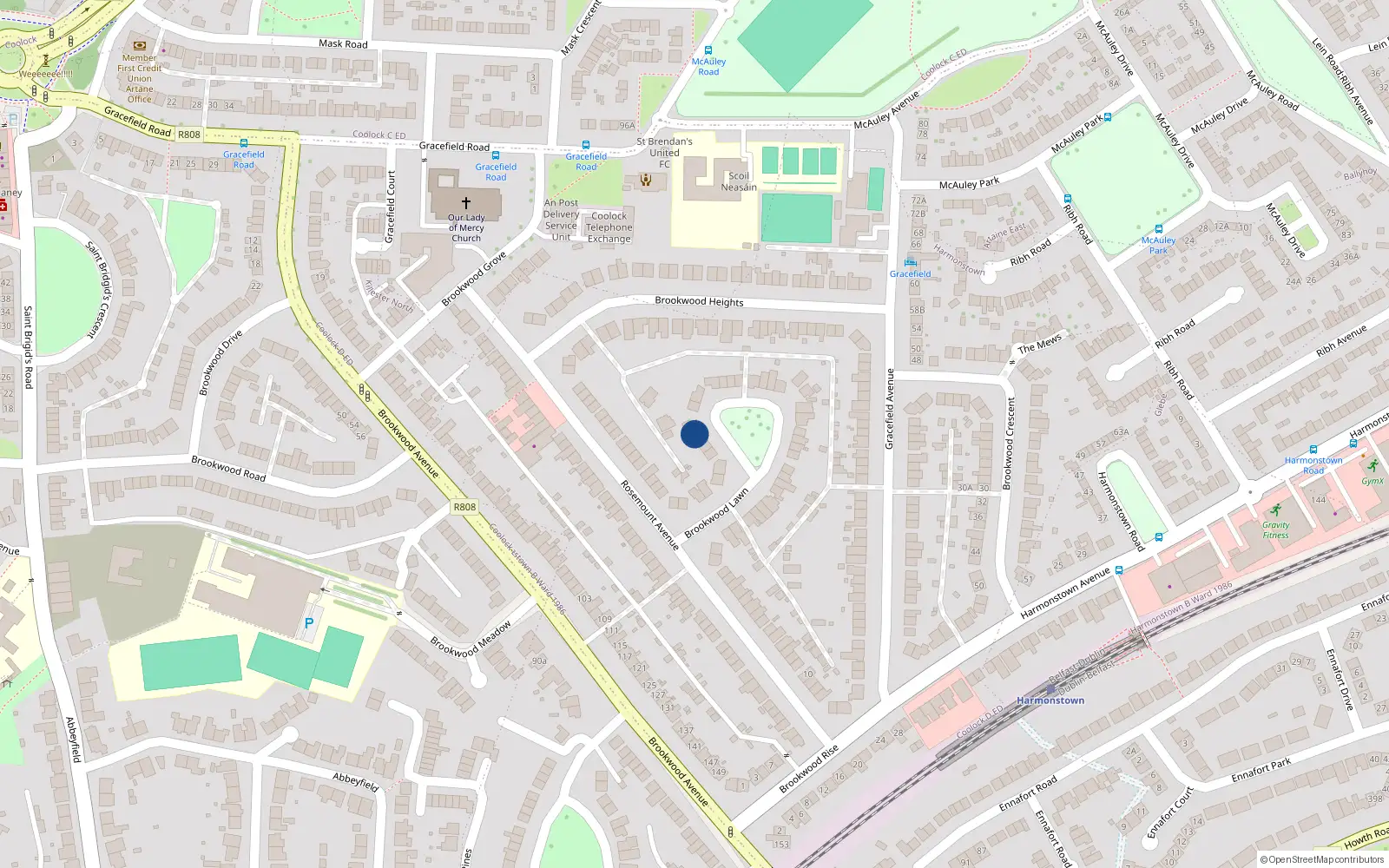 Overhead map showing the location of 8 Brookwood Lawn, Dublin 5