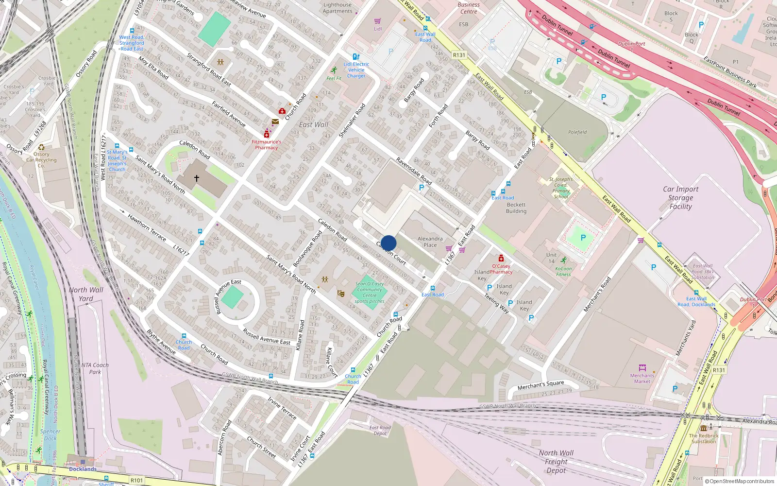 Overhead map showing the location of 8 Caledon Court, Dublin 3