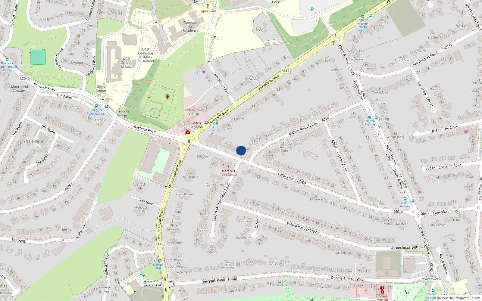 Overhead map showing the location of 8 Callary Road, Blackrock