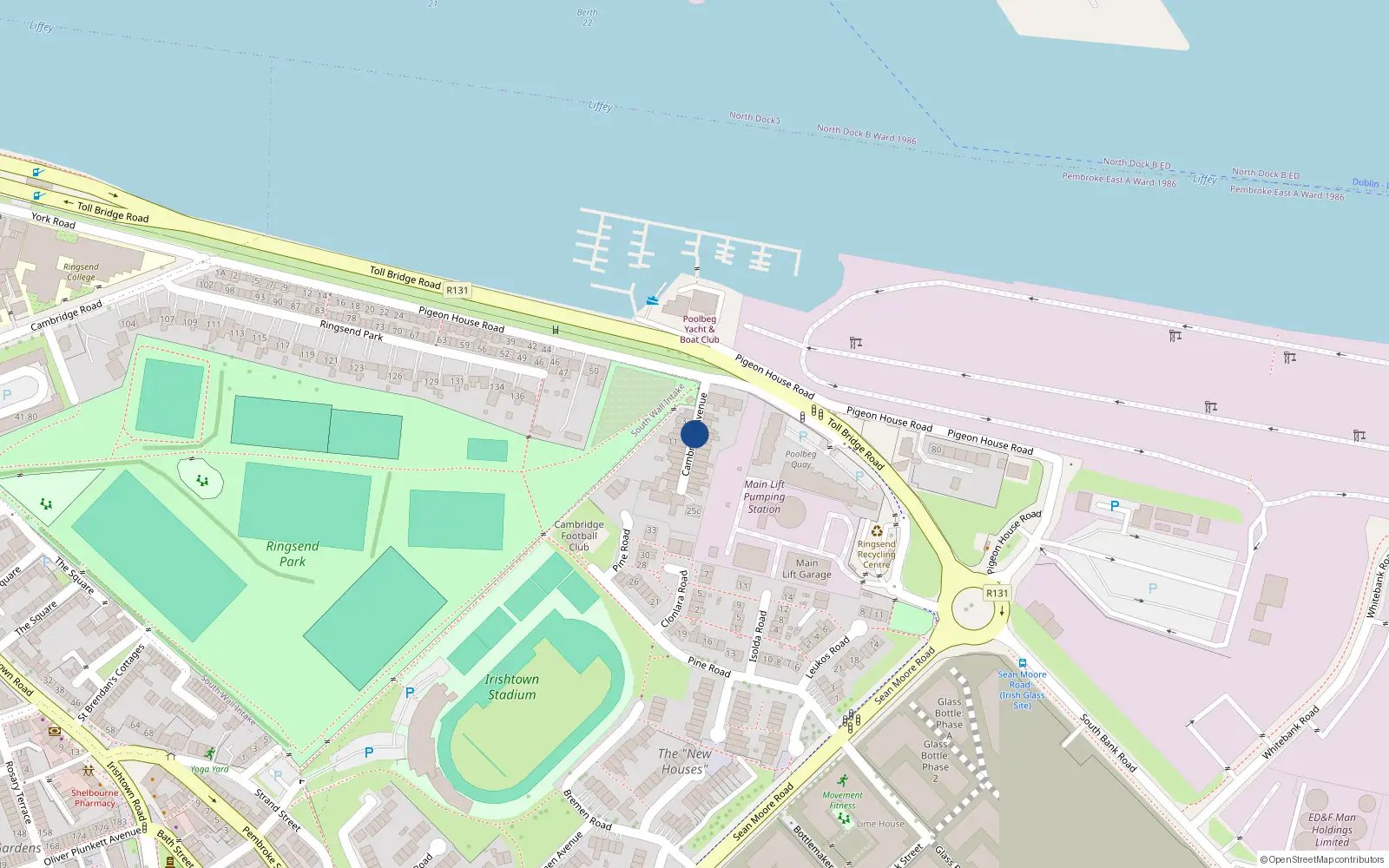 Overhead map showing the location of 8 Cambridge Avenue, Irishtown