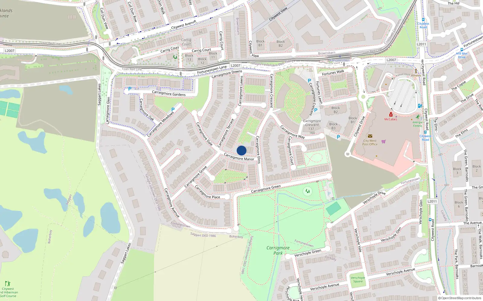 Overhead map showing the location of 8 Carrigmore Manor, Saggart