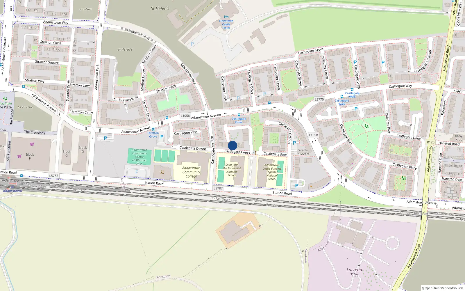 Overhead map showing the location of 8 Castlegate Copse, Lucan