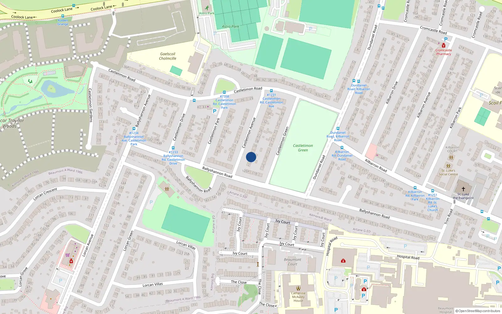 Overhead map showing the location of 8 Castletimon Avenue, Dublin 5