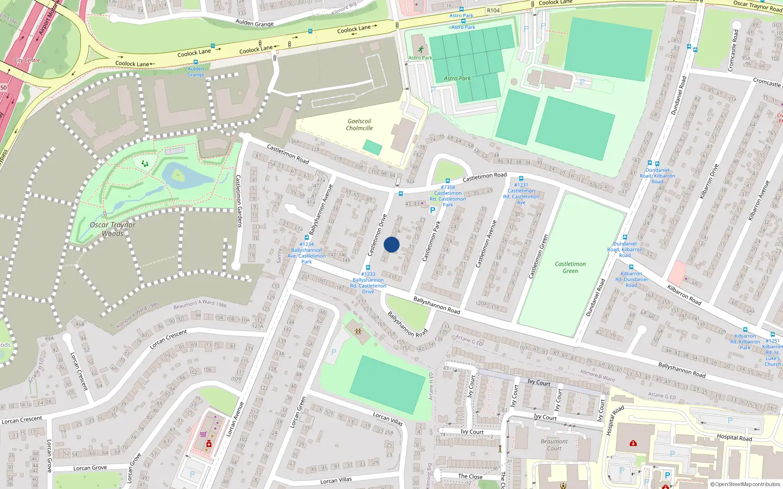 Overhead map showing the location of 8 Castletimon Drive, Dublin 5