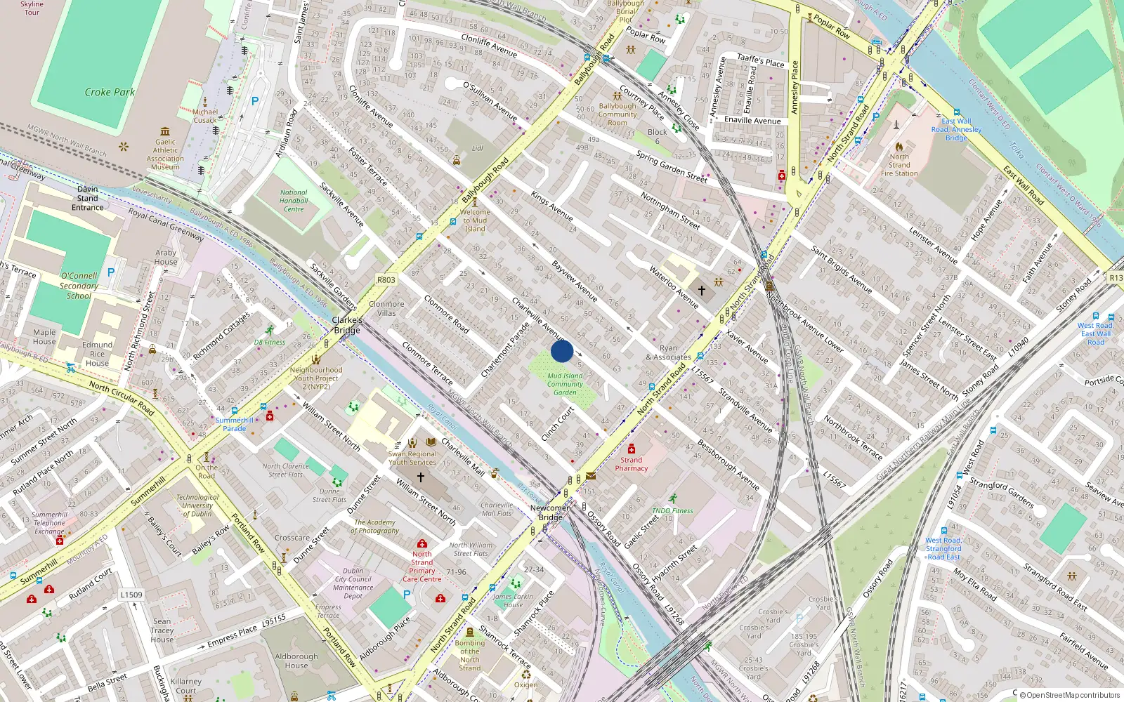 Overhead map showing the location of 8 Charleville Avenue, North Strand