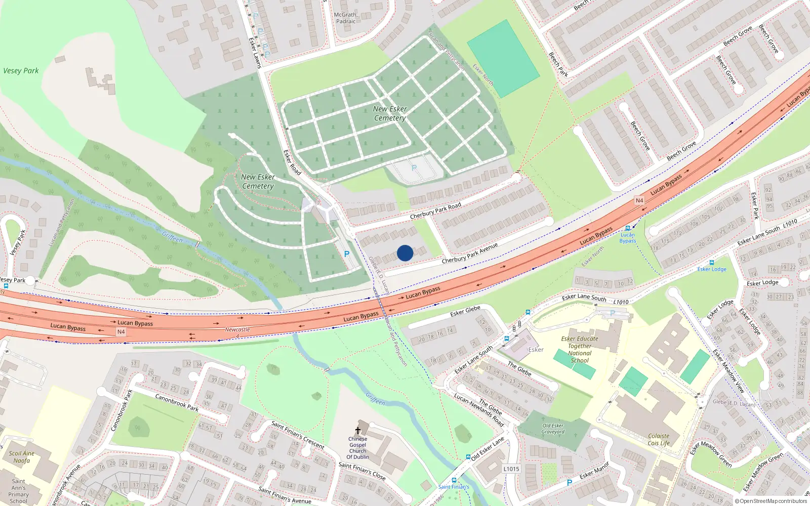 Overhead map showing the location of 8 Cherbury Park Avenue, Lucan