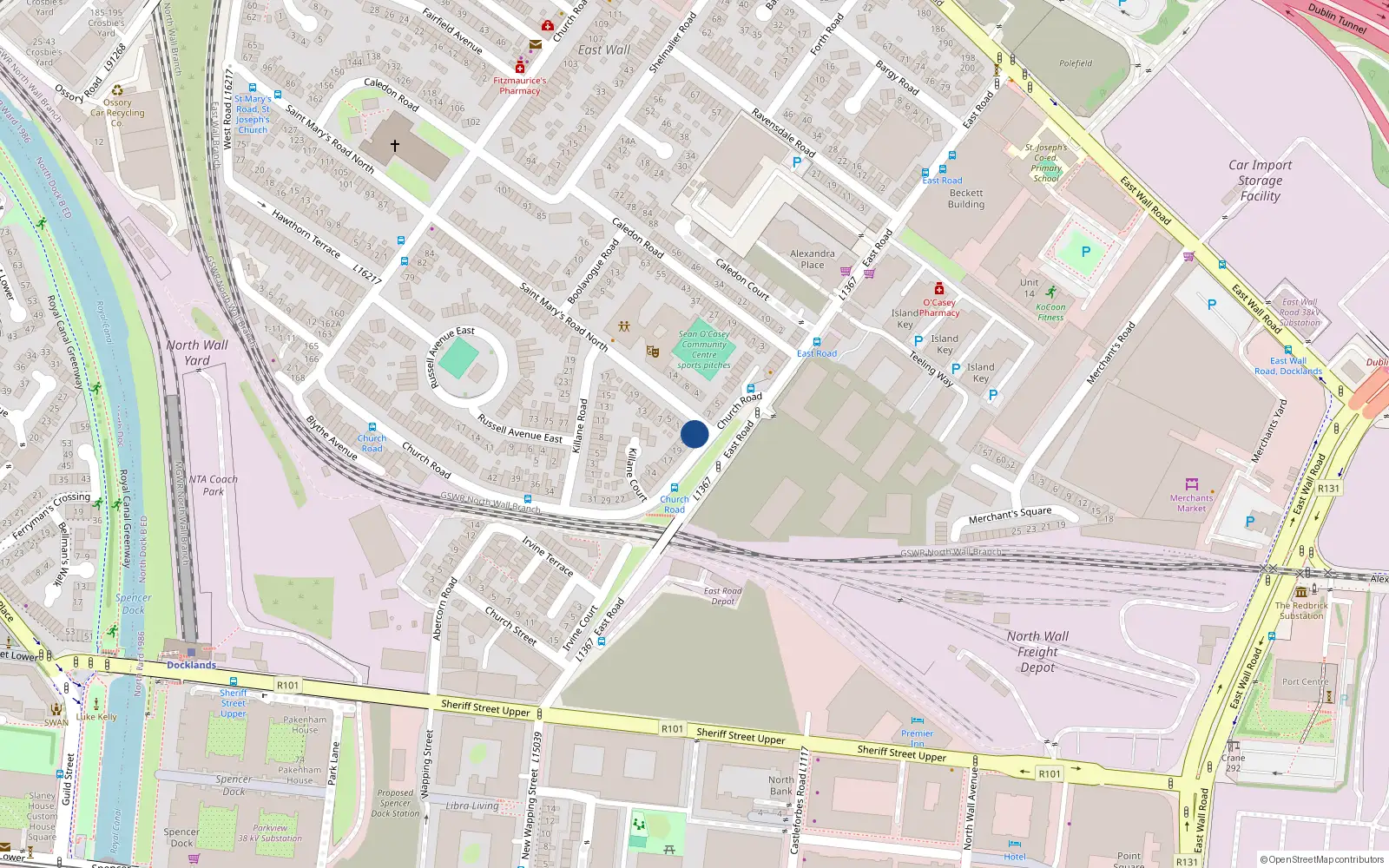 Overhead map showing the location of 8 Church Road, Dublin 3