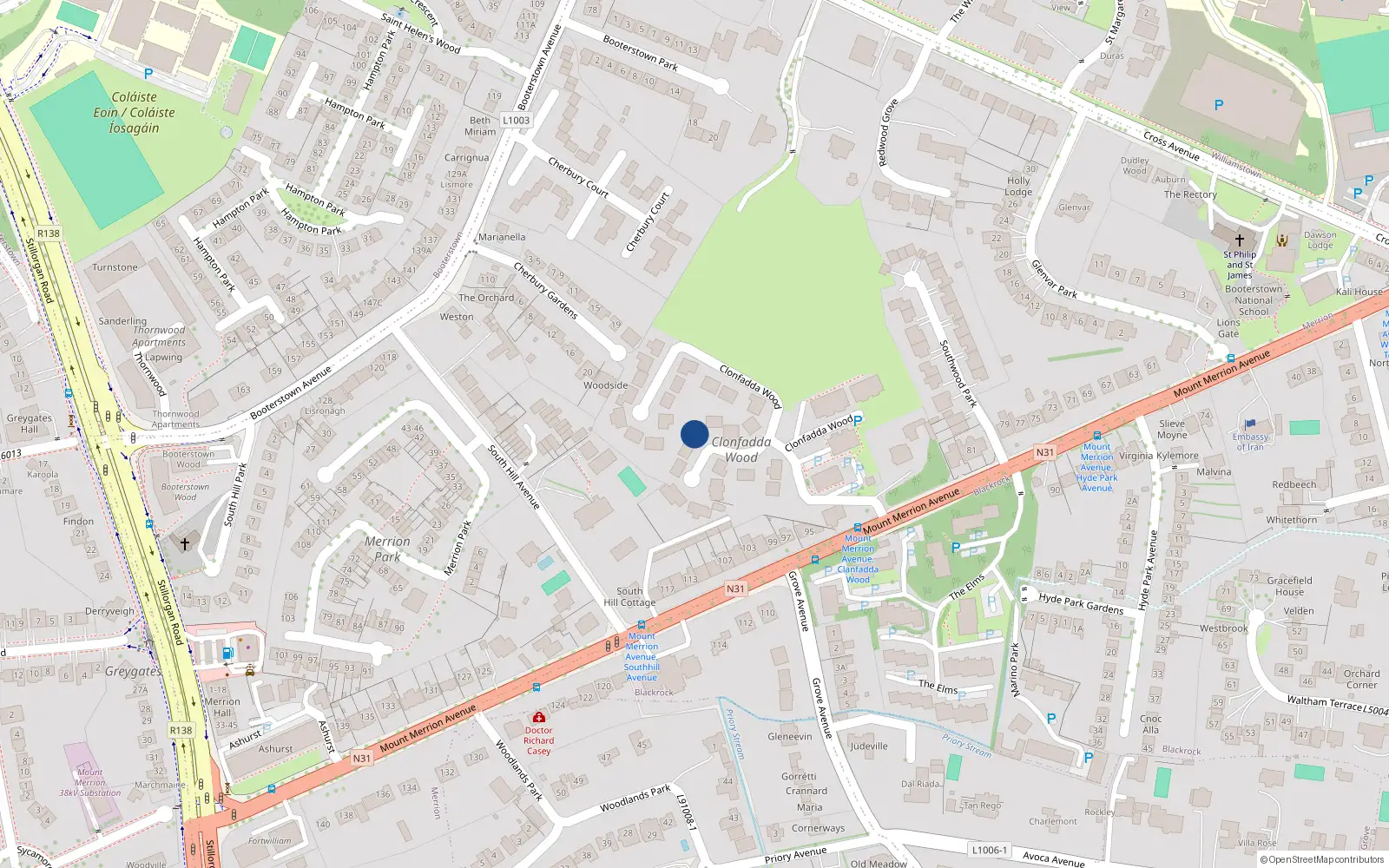 Overhead map showing the location of 8 Clonfadda Wood, Blackrock