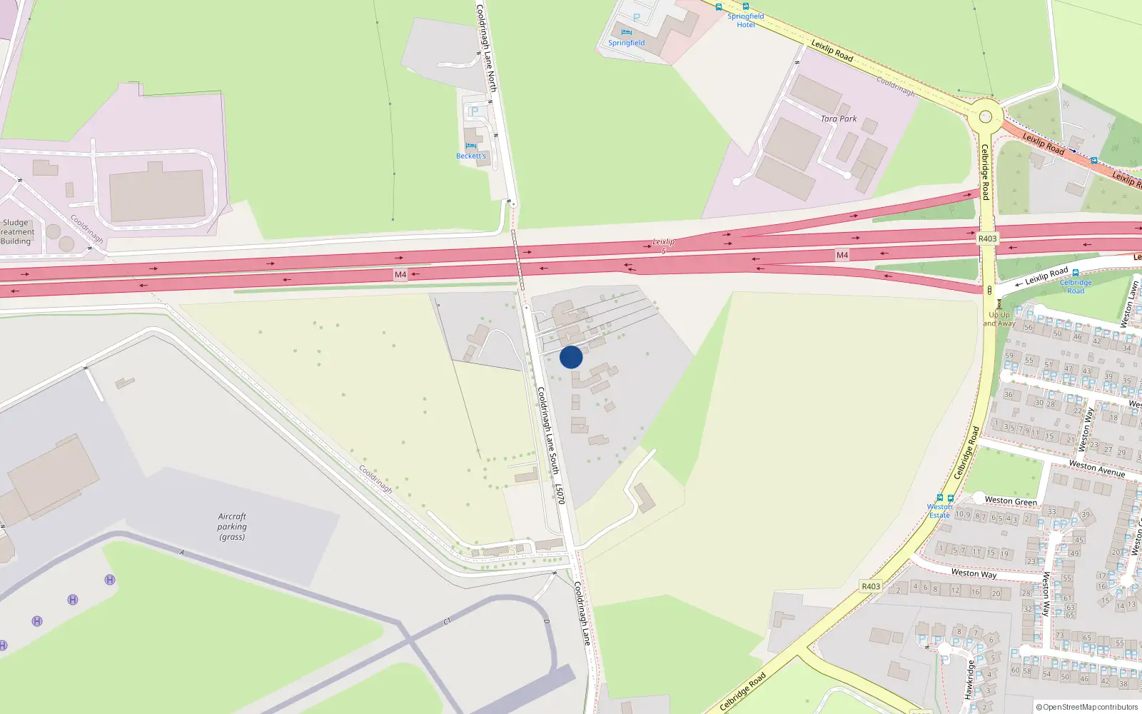 Overhead map showing the location of 8 Cooldrinagh Lane, Leixlip