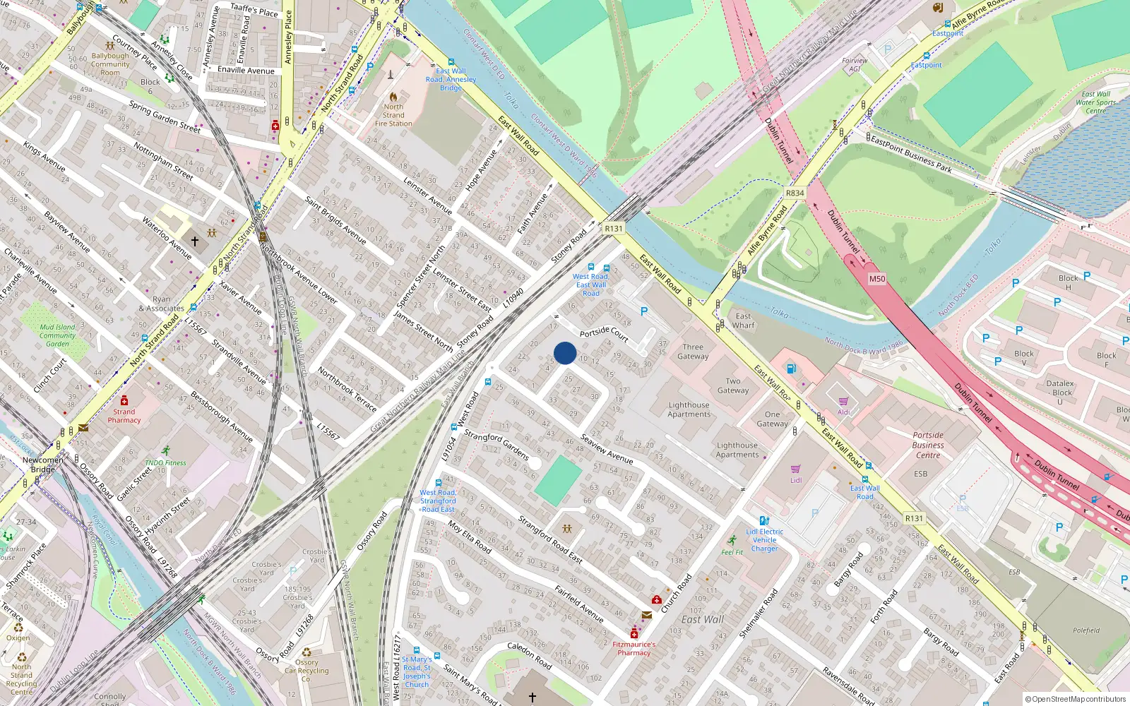 Overhead map showing the location of 8 Crescent Gardens, Dublin 3
