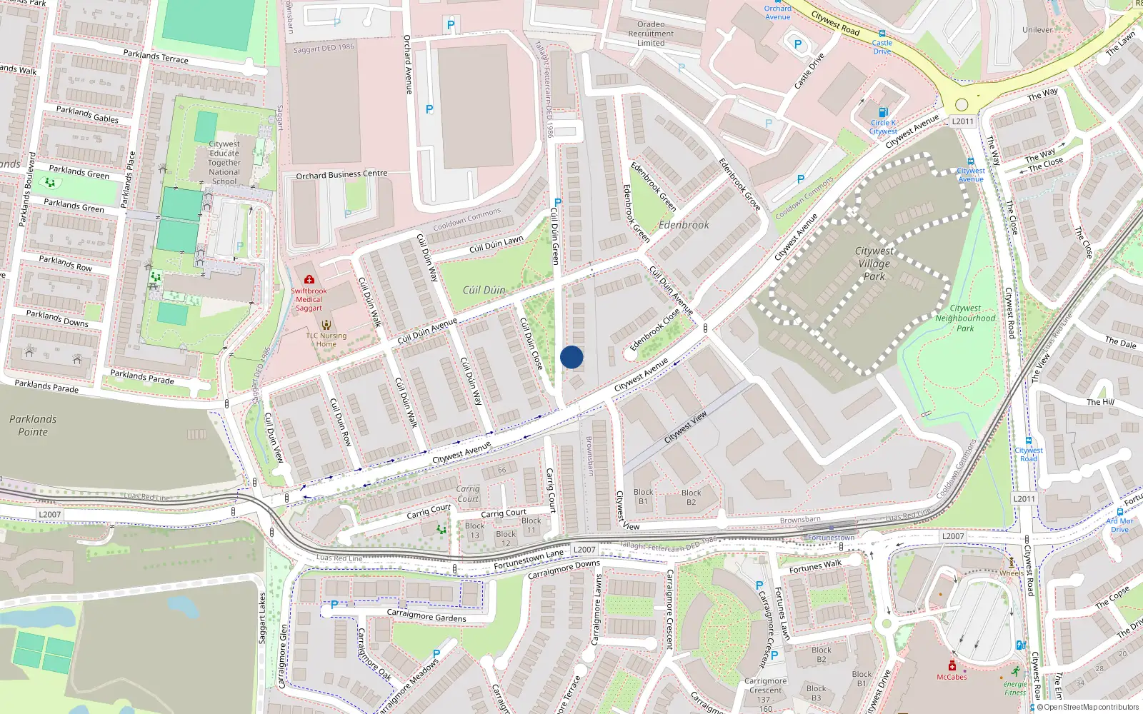 Overhead map showing the location of 8 Cúil Duin Green, Cúil Dúin