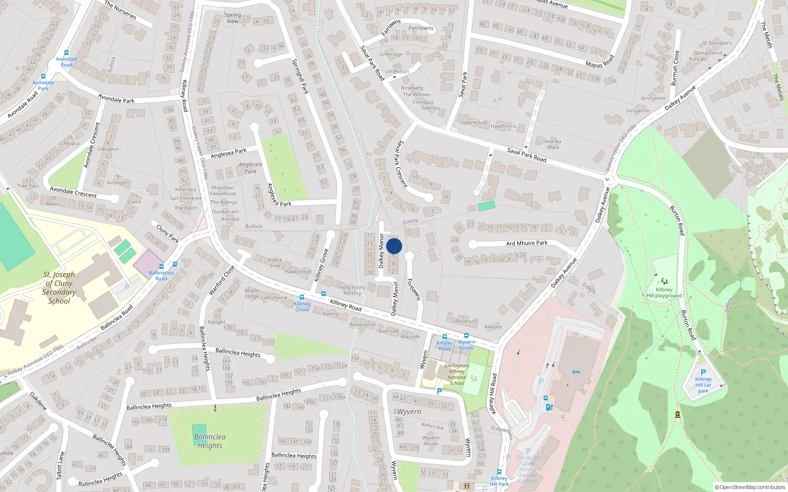 Overhead map showing the location of 8 Dalkey Manor, Dalkey
