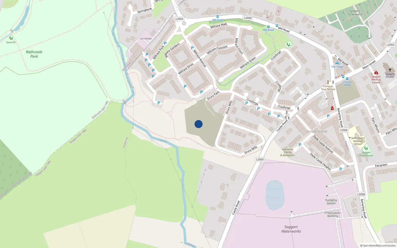 Overhead map showing the location of 8 Drury Park, Saggart