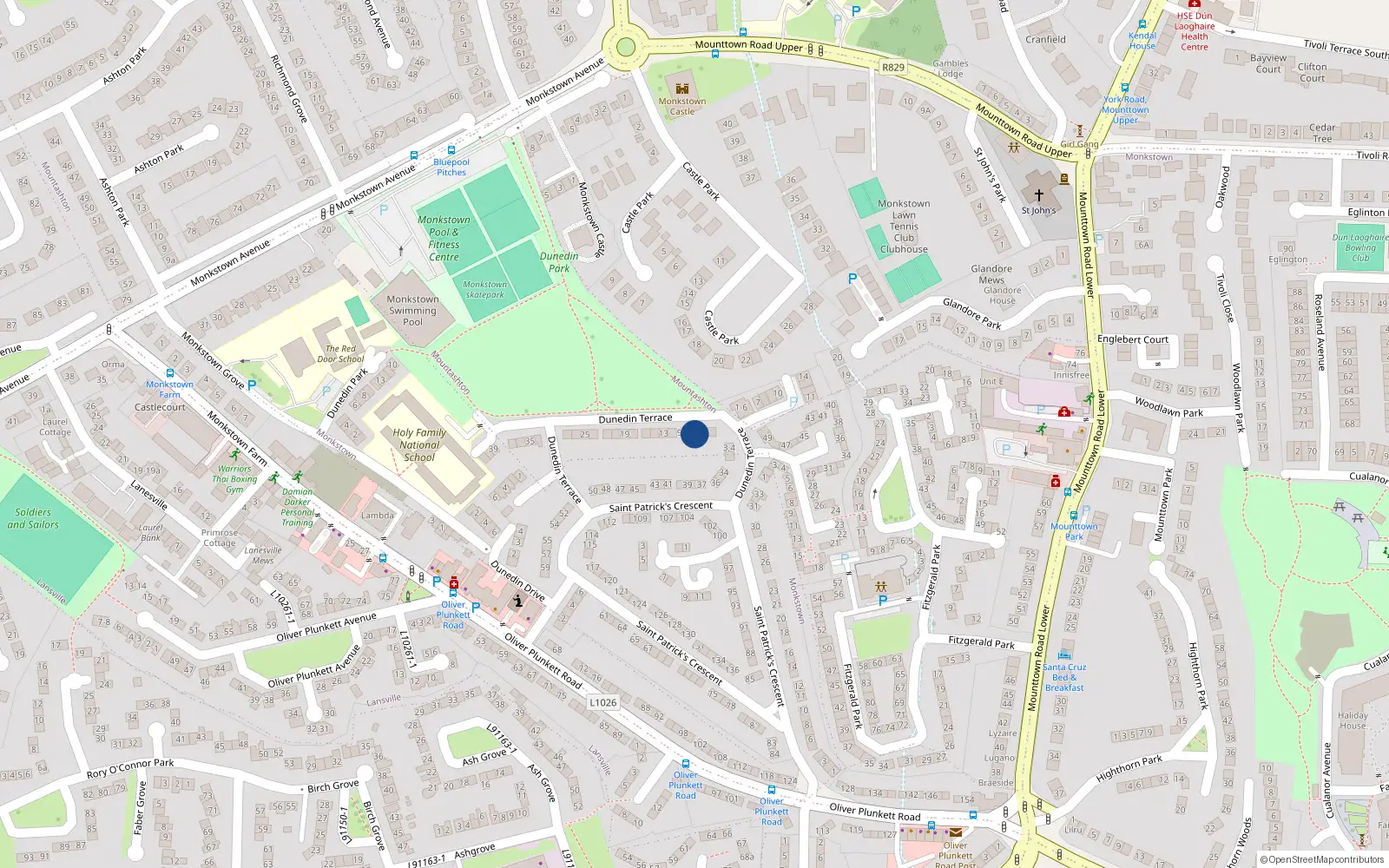 Overhead map showing the location of 8 Dunedin Terrace, Dublin
