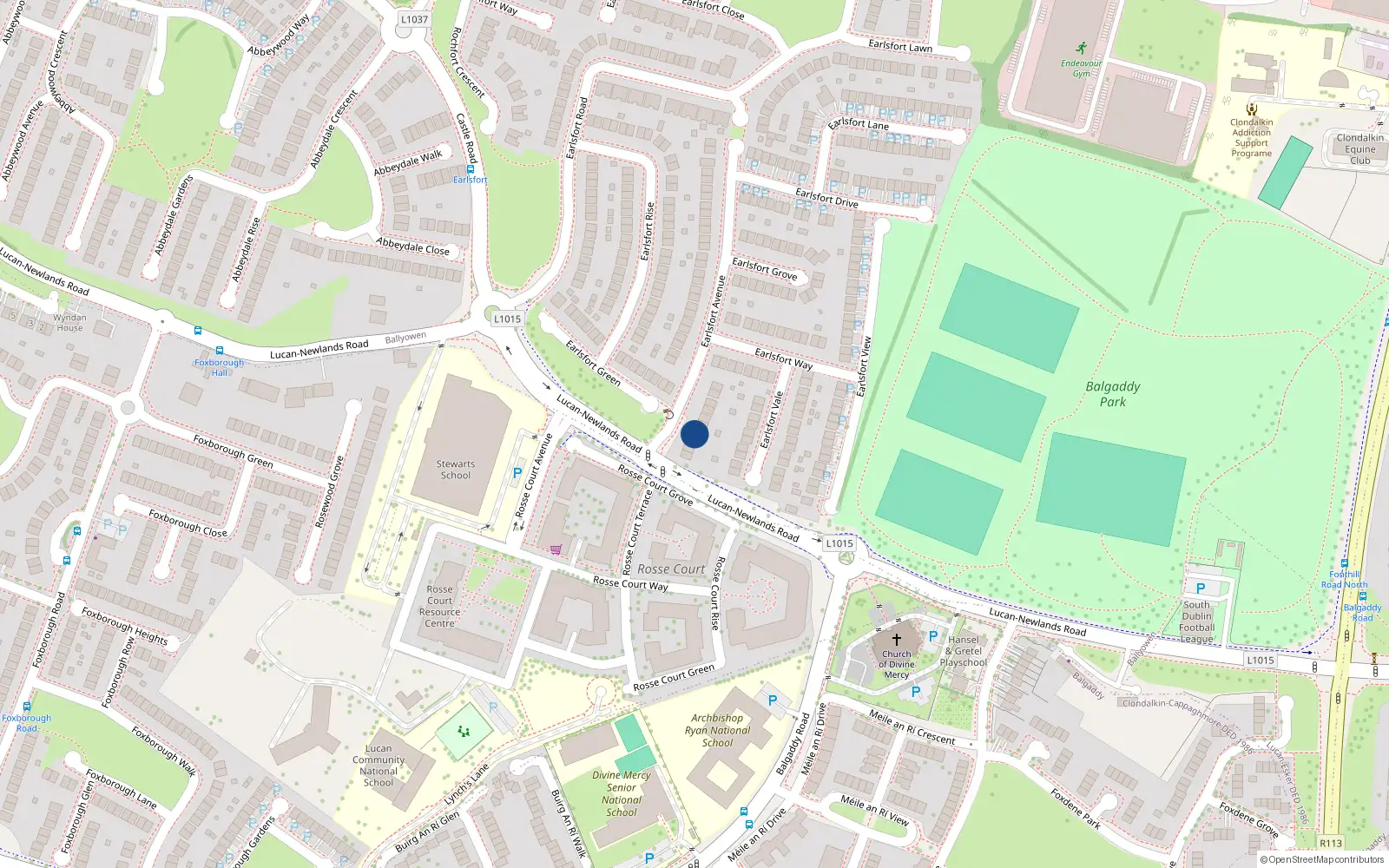 Overhead map showing the location of 8 Earlsfort Avenue, Lucan, Dublin