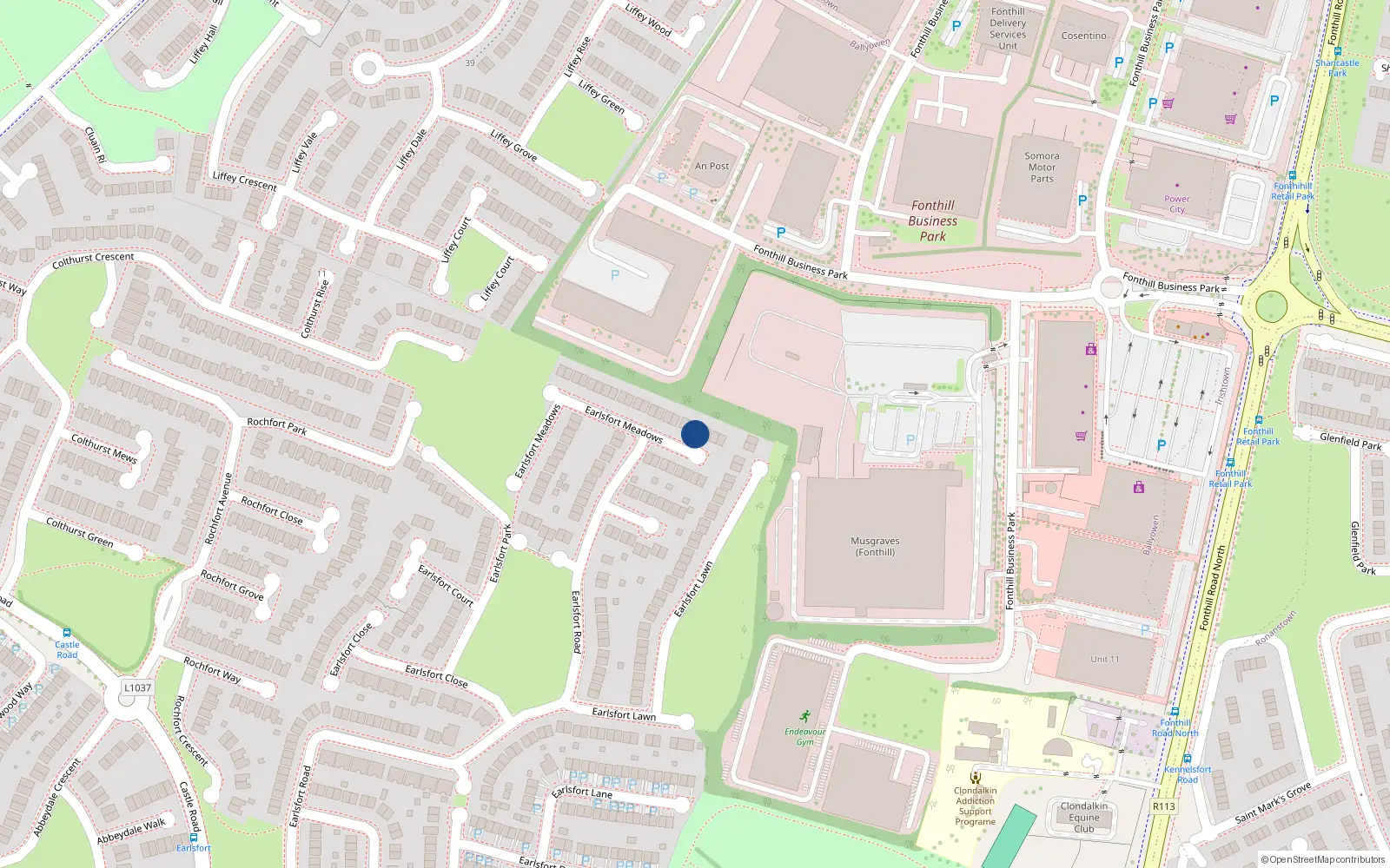 Overhead map showing the location of 8 Earlsfort Meadows, Lucan, Co Dublin