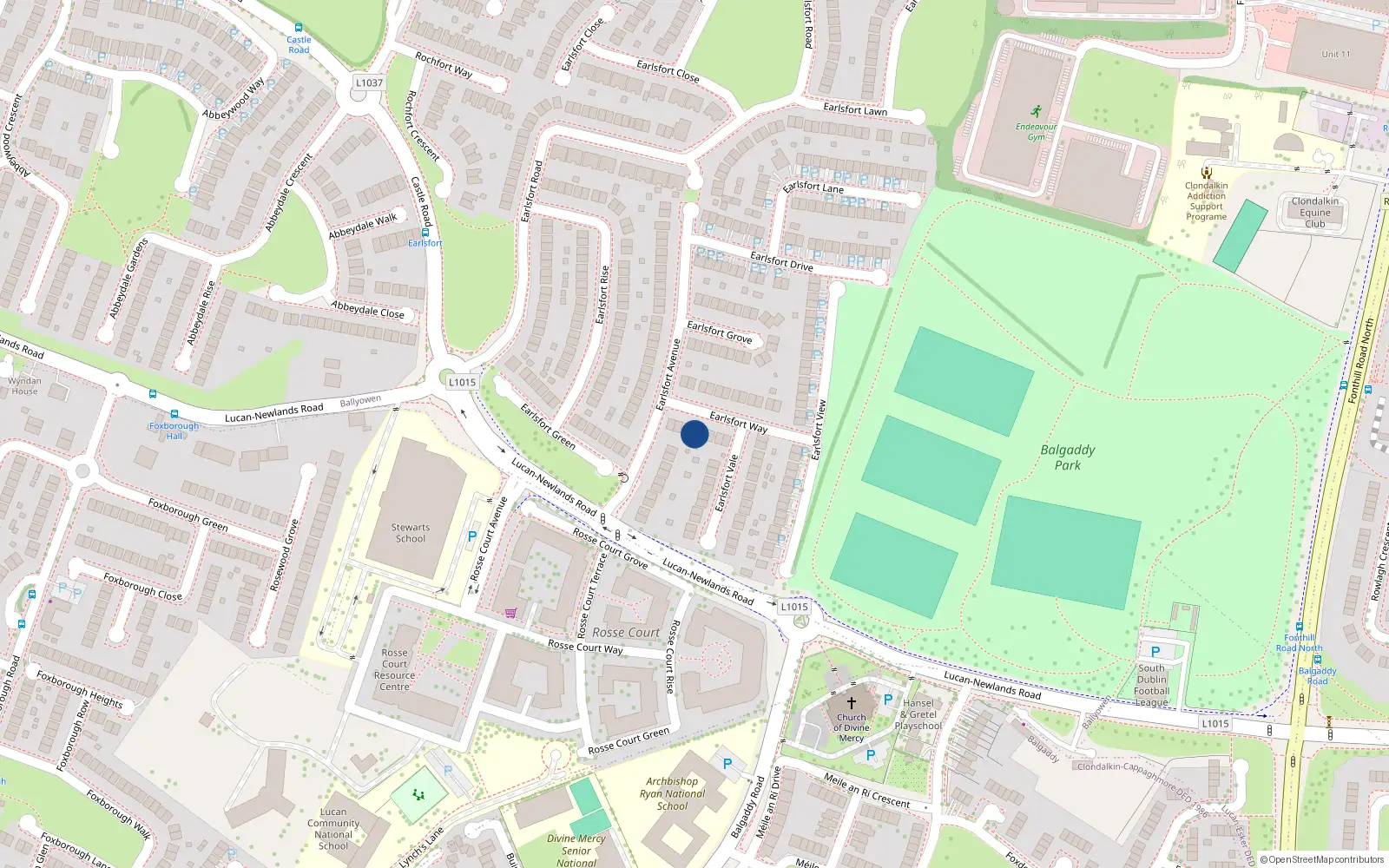 Overhead map showing the location of 8 Earlsfort Way, Lucan, Dublin