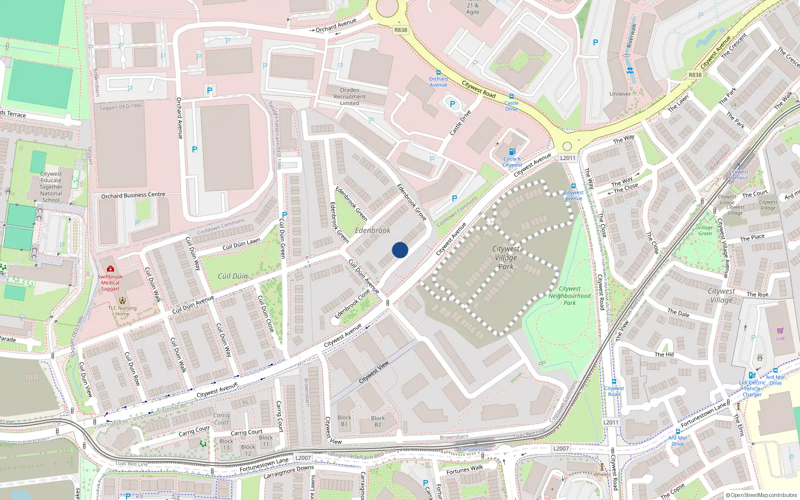Overhead map showing the location of 8 Edenbrook Grove, Cooldown Commons