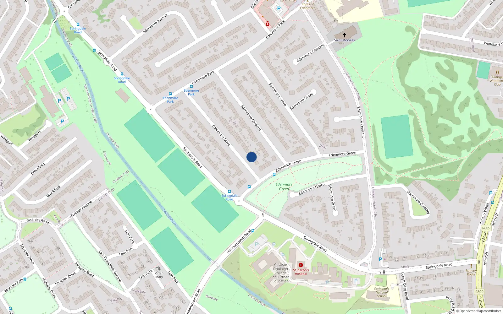Overhead map showing the location of 8 Edenmore Drive, Dublin 5