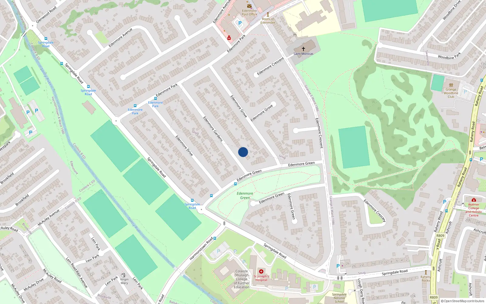 Overhead map showing the location of 8 Edenmore Gardens, Dublin 5