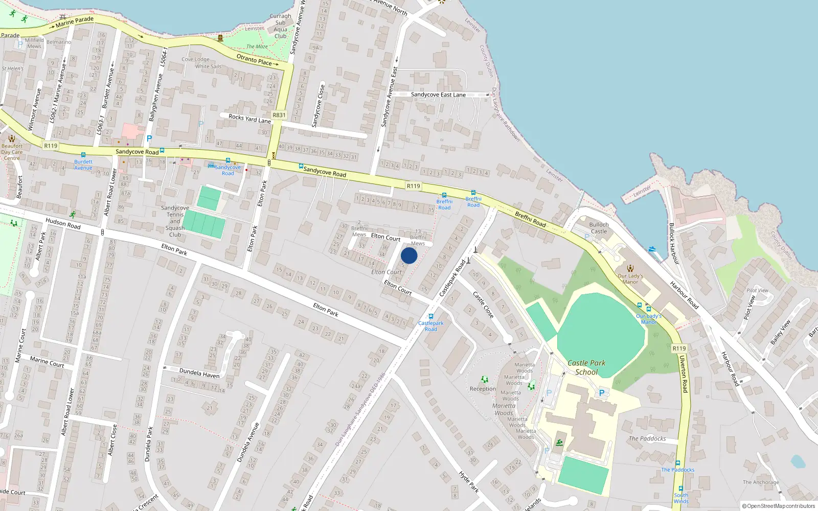 Overhead map showing the location of 8 Elton Court, Dublin