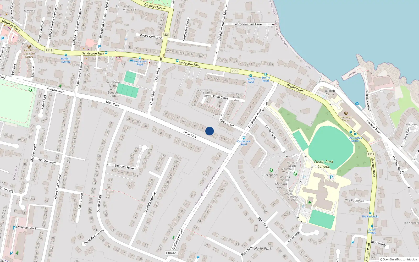 Overhead map showing the location of 8 Elton Park, Dublin