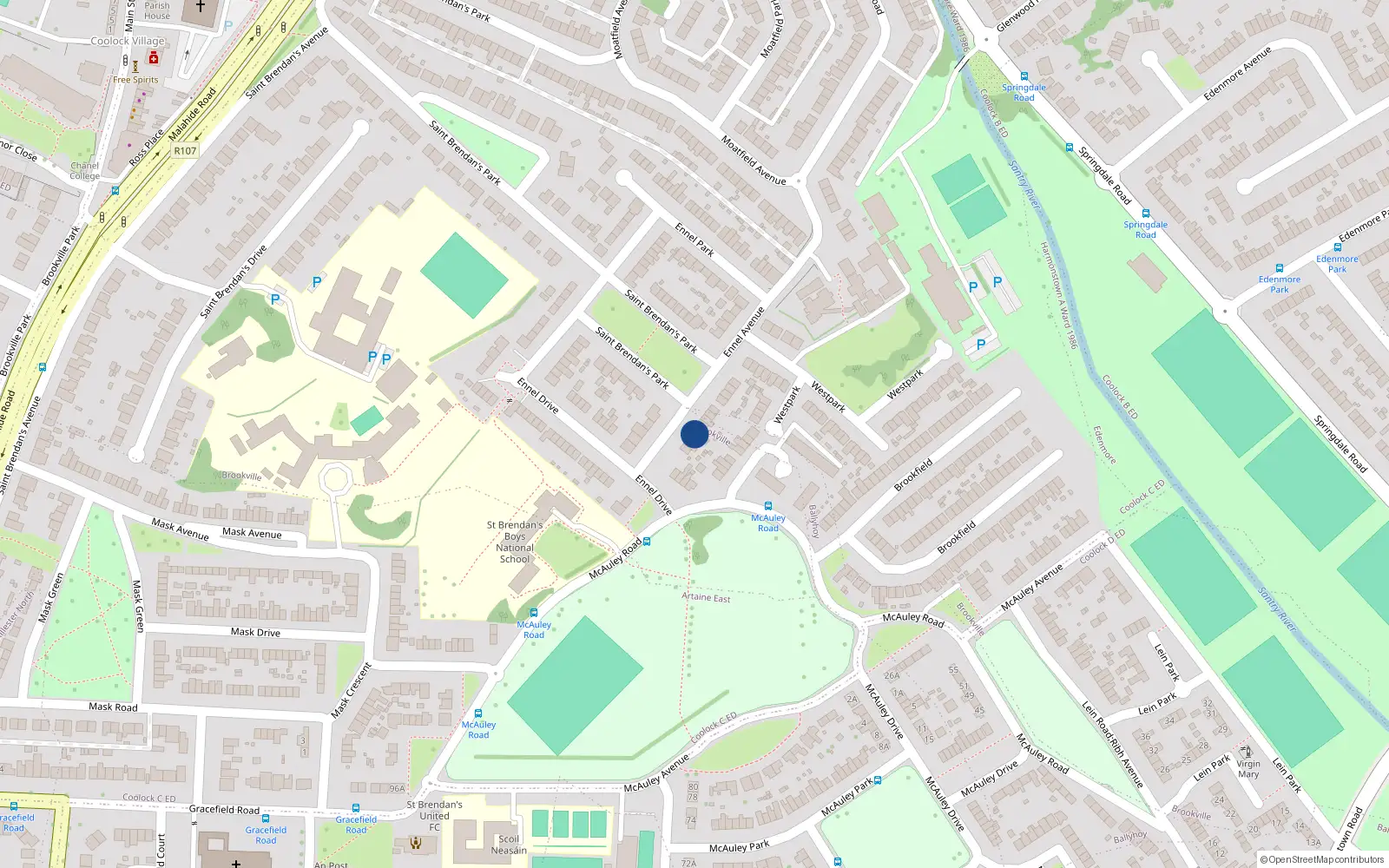 Overhead map showing the location of 8 Ennel Avenue, Dublin 5
