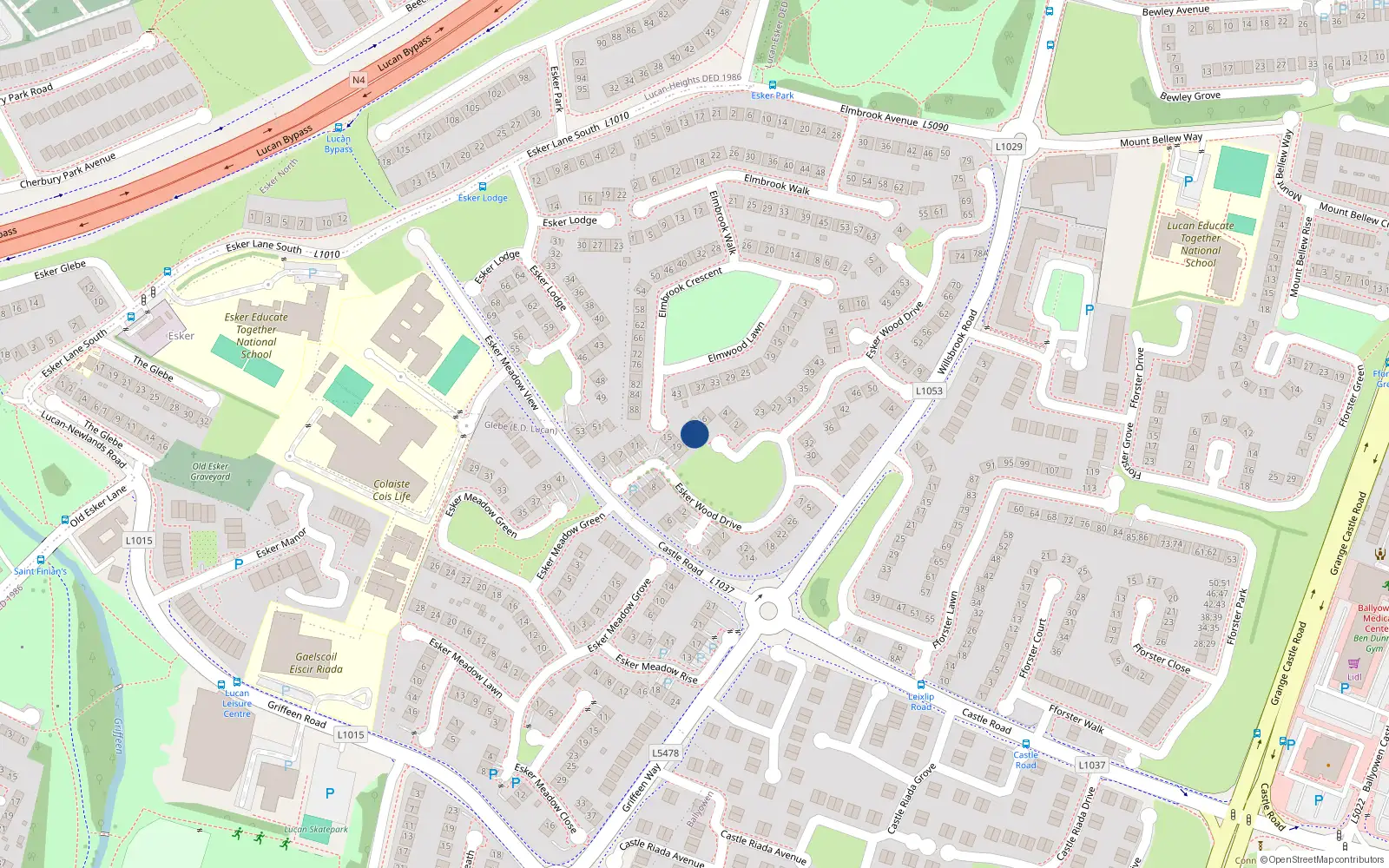 Overhead map showing the location of 8 Esker Wood Walk, Lucan
