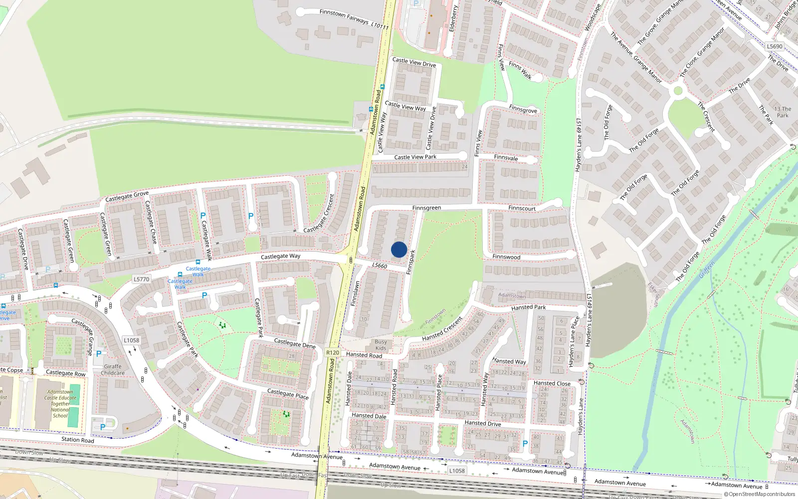 Overhead map showing the location of 8 Finnspark, Lucan
