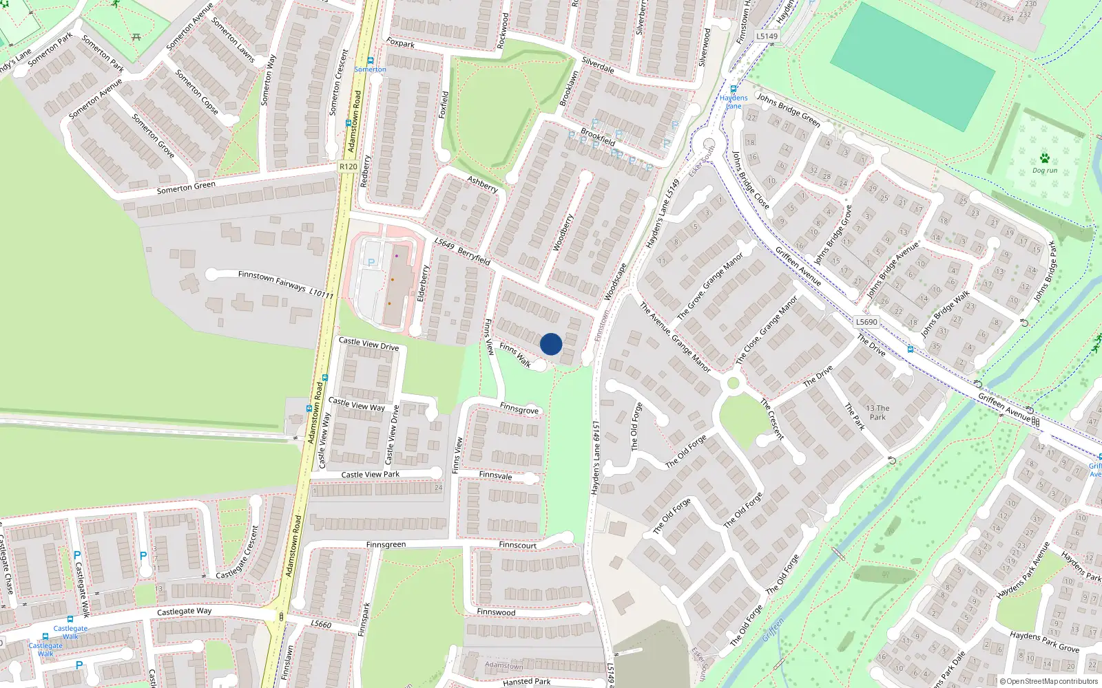 Overhead map showing the location of 8 Finnswalk, Lucan